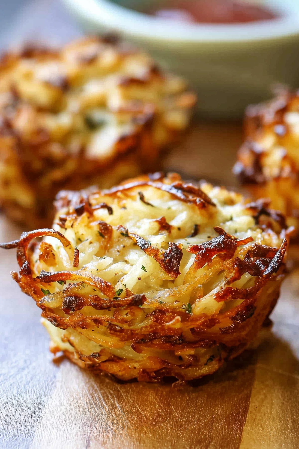 Oven Baked Hash Browns in muffin tin, crispy and golden