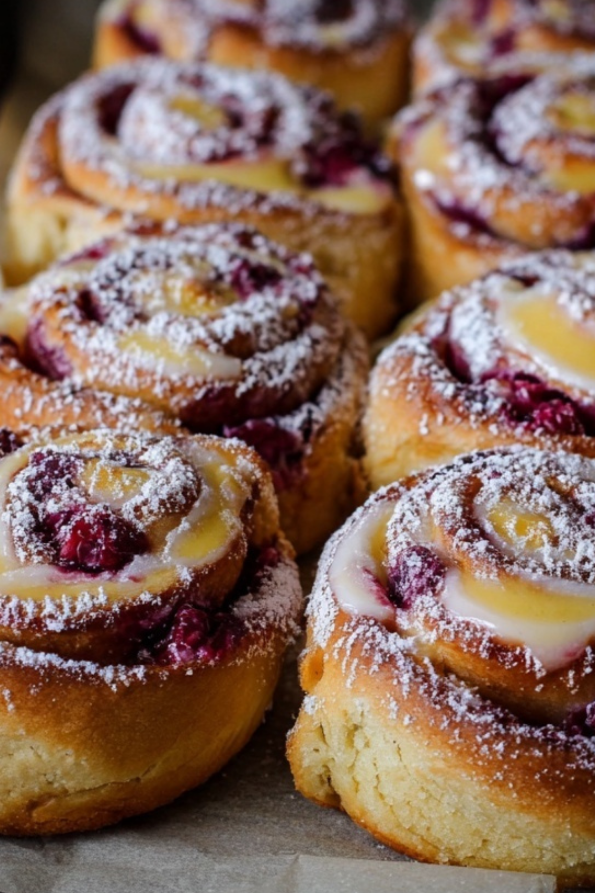 Raspberry Custard Buns recipe with cardamom dough and creamy custard