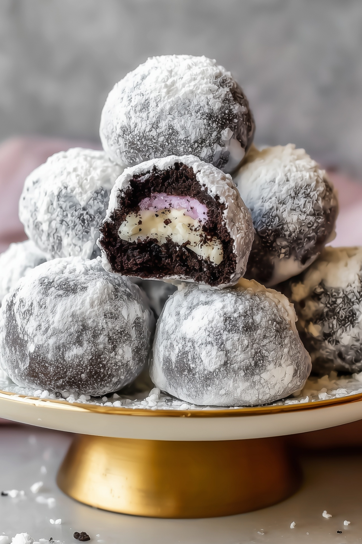 Snowball Oreo Cookie Balls with a sweet sugar coating