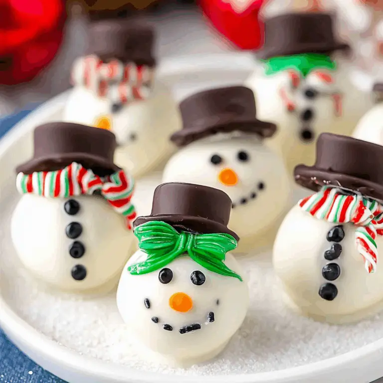 Snowman Oreo Balls decorated with hats and festive sprinkles