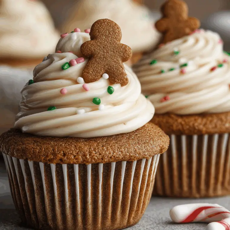 Soft gingerbread cupcakes with spiced cream cheese frosting