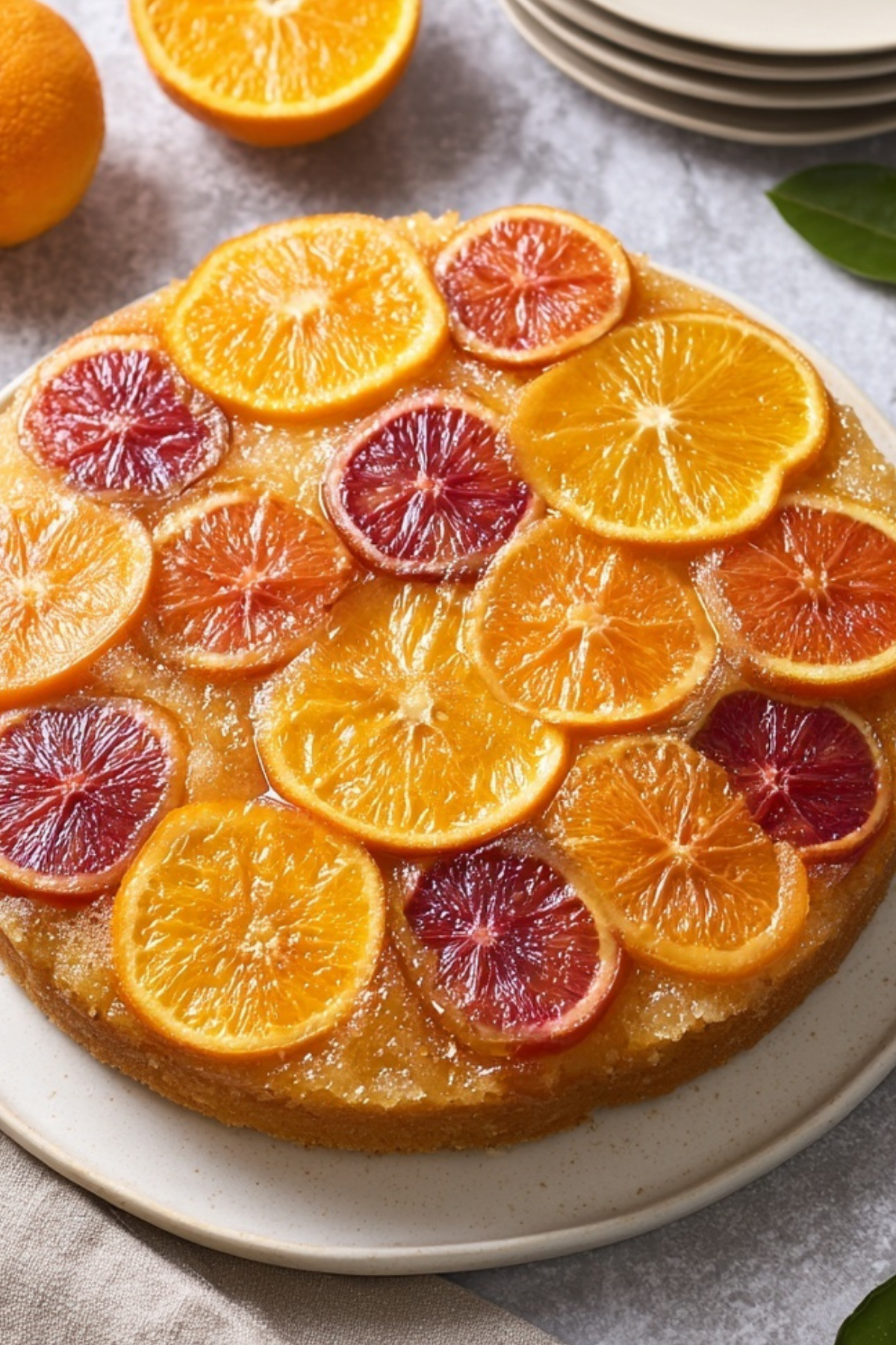 "Upside Down Orange Cake with caramelized oranges"