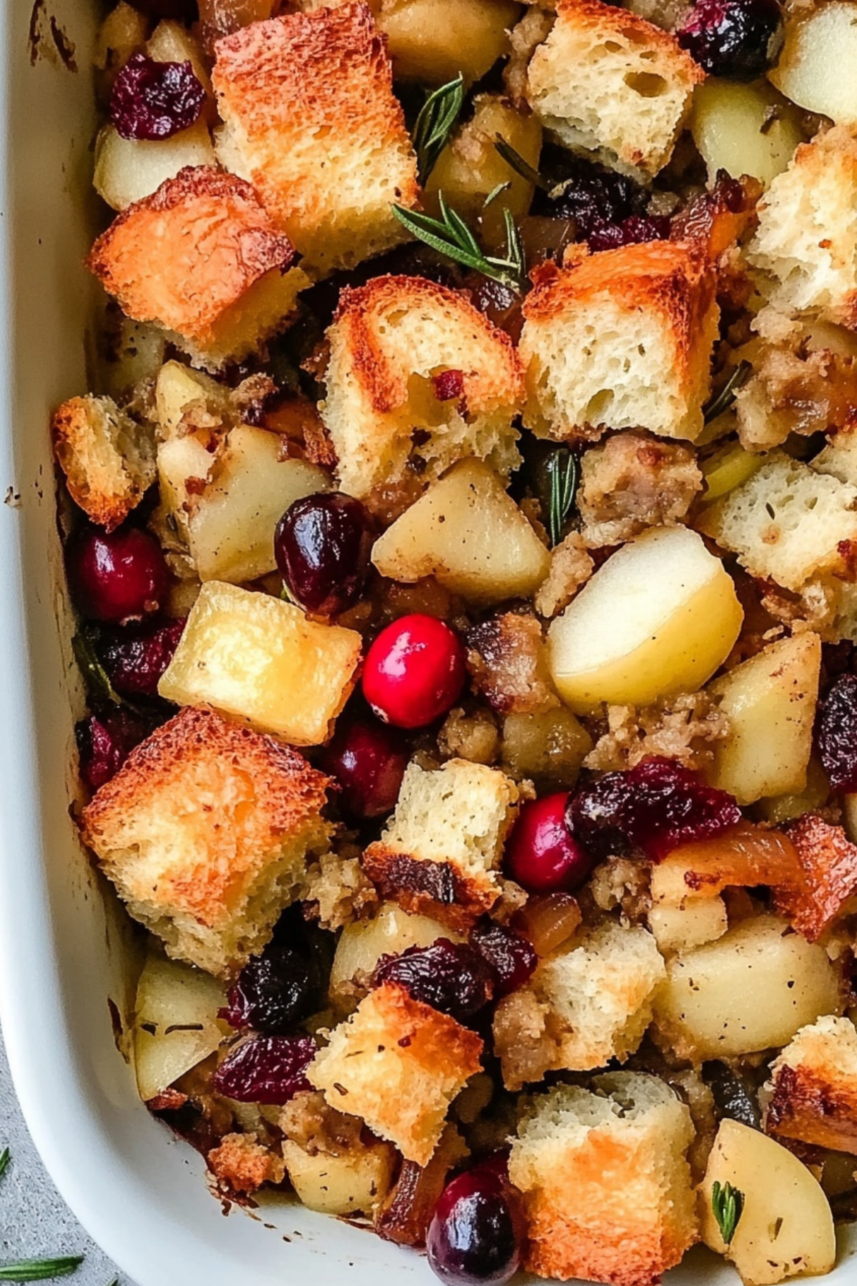Apple Cranberry Stuffing recipe with apples and cranberries