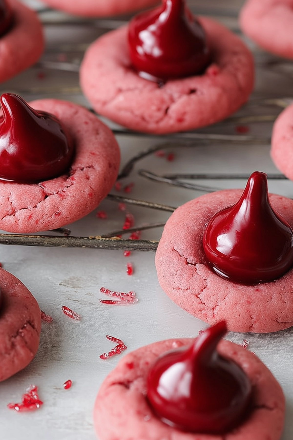 Cherry Kiss Cookies with Hershey's Kisses and maraschino cherries