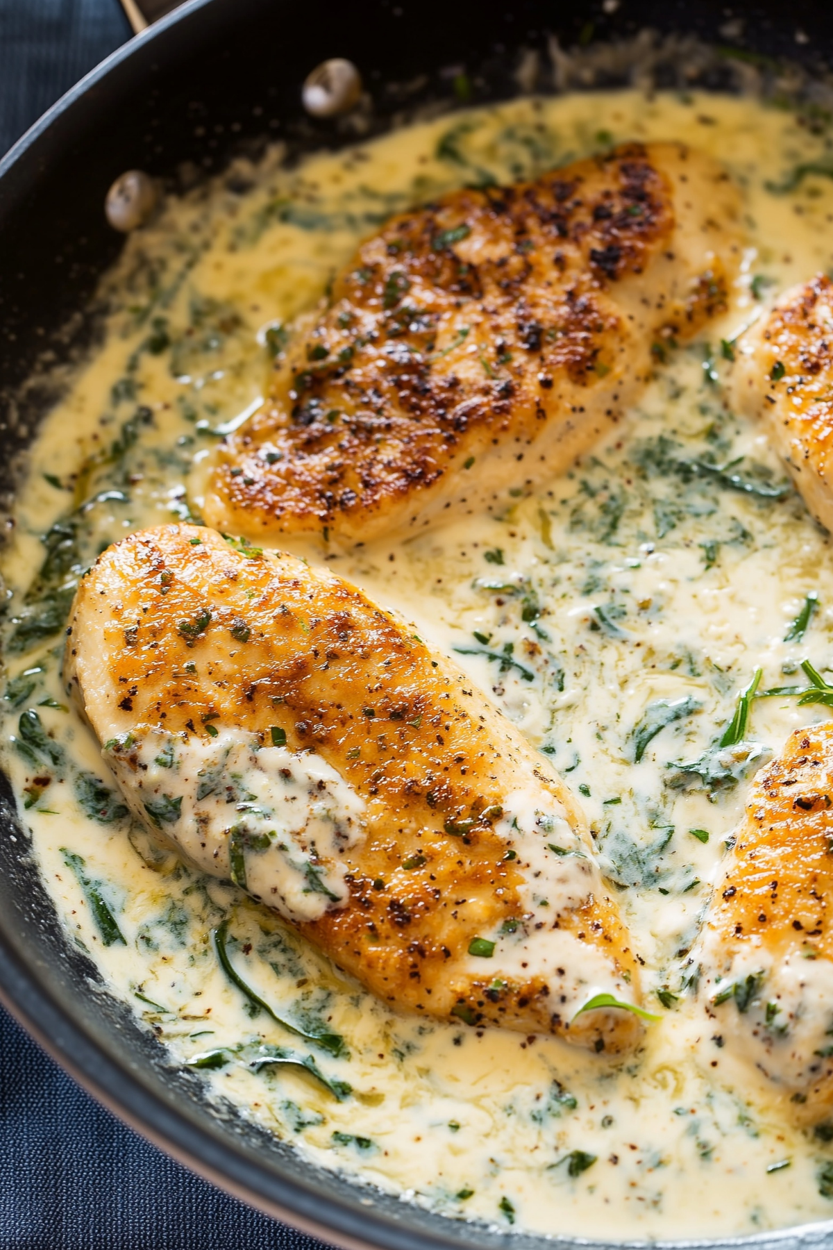 creamy garlic parmesan chicken served with pasta