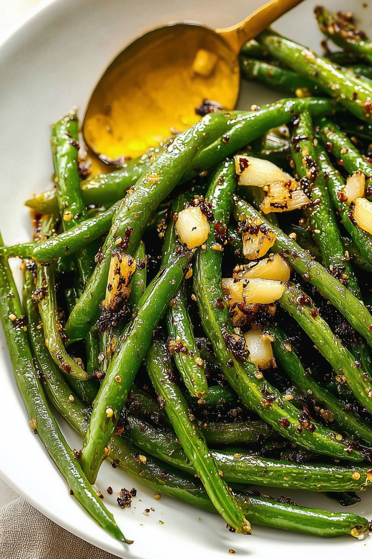 Garlic Green Beans in skillet