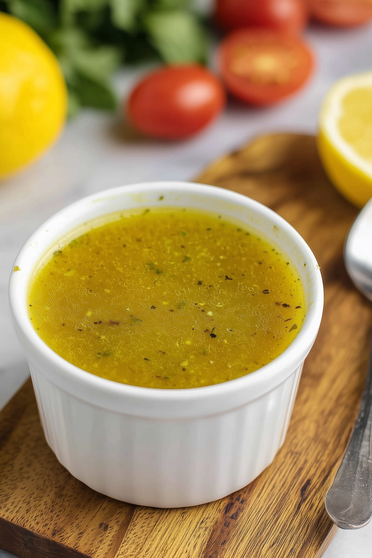 homemade honey lemon vinaigrette in glass jar