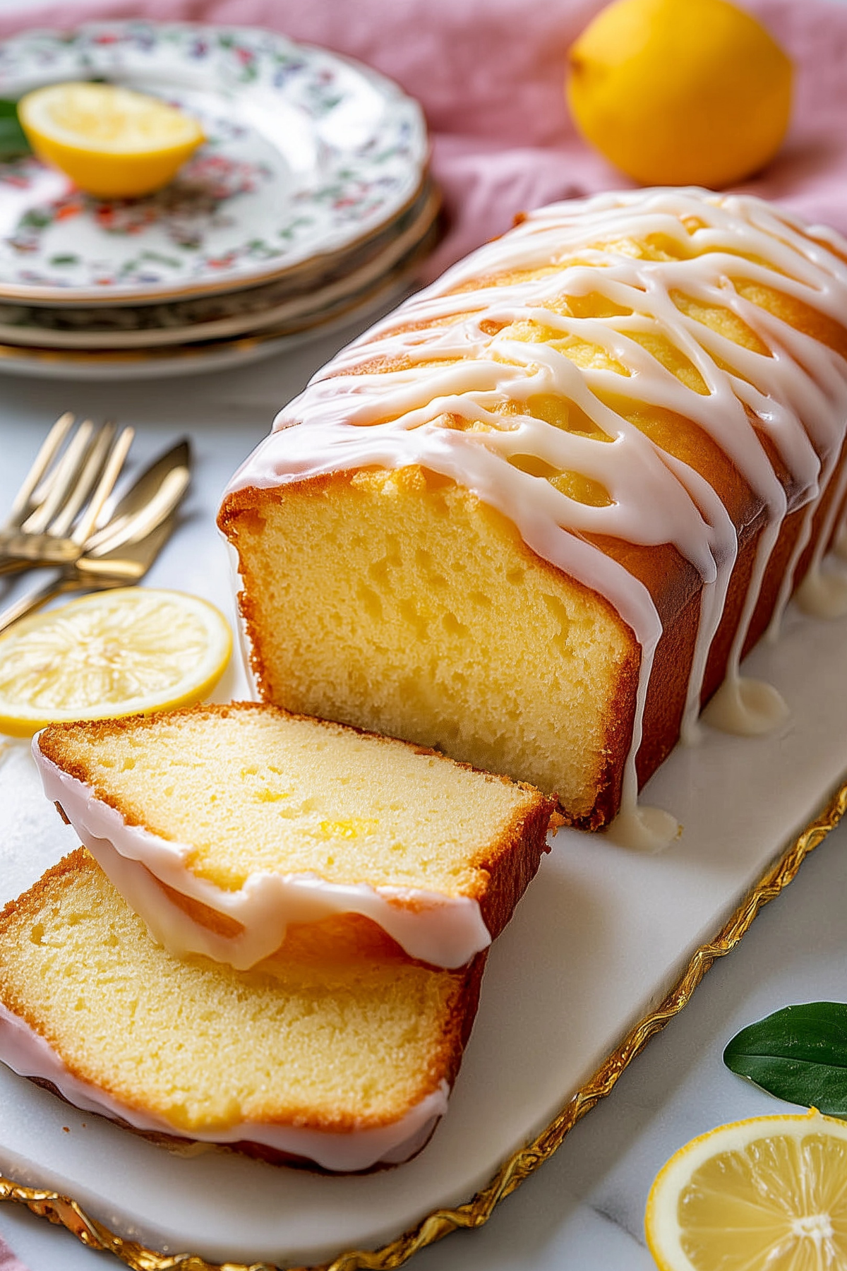 Lemon Loaf Cake with icing and zest on top