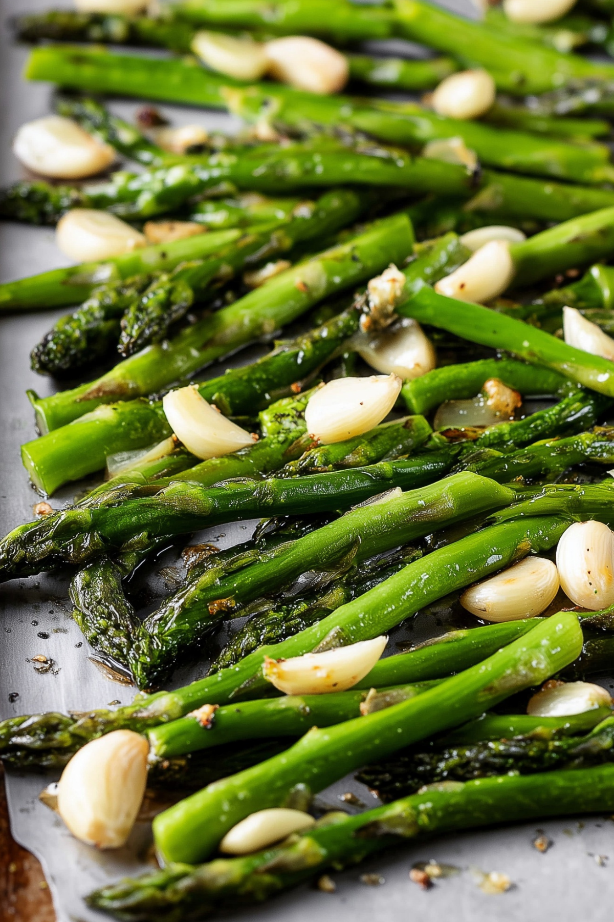 Roasted Asparagus with Garlic, a healthy side dish with roasted garlic flavor