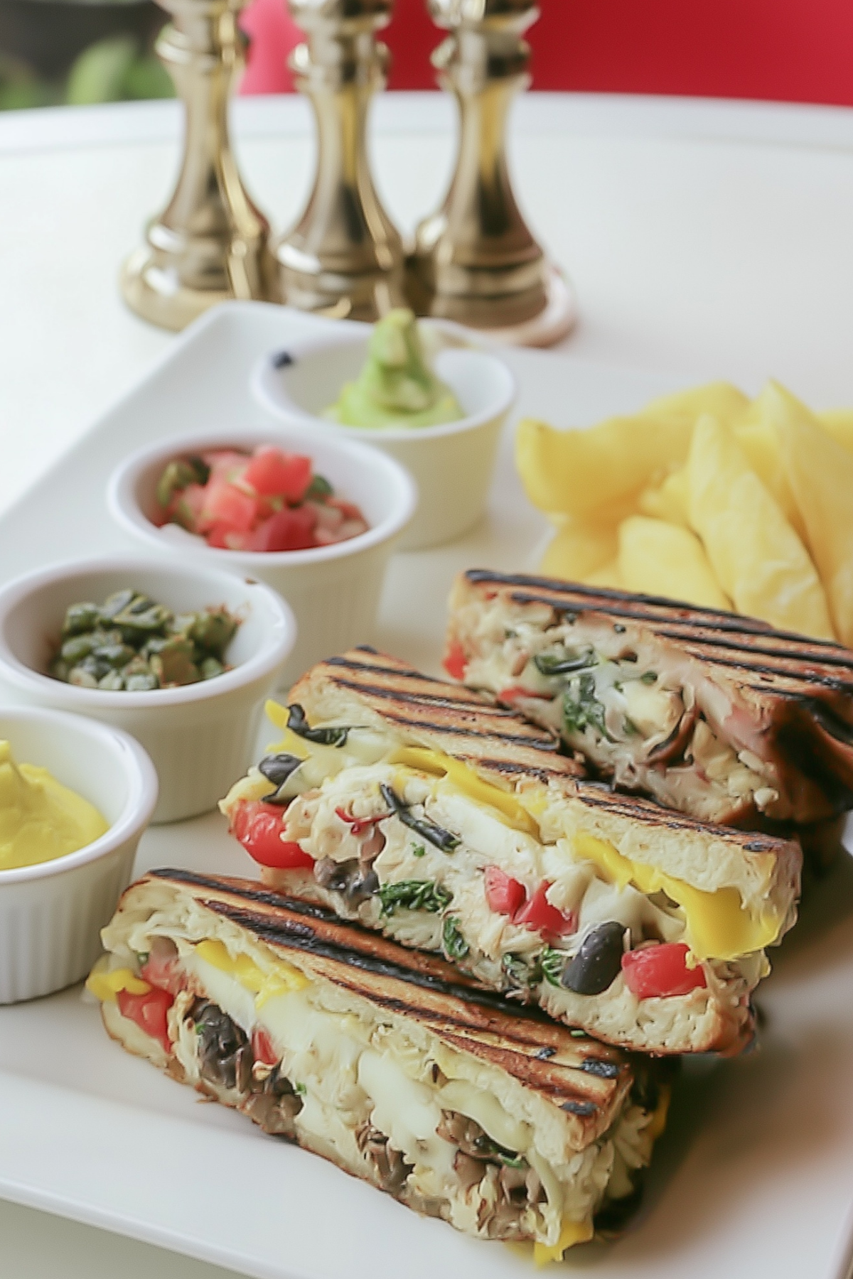 Bombay Grilled Sandwich with chutney and melted cheese on toasted bread