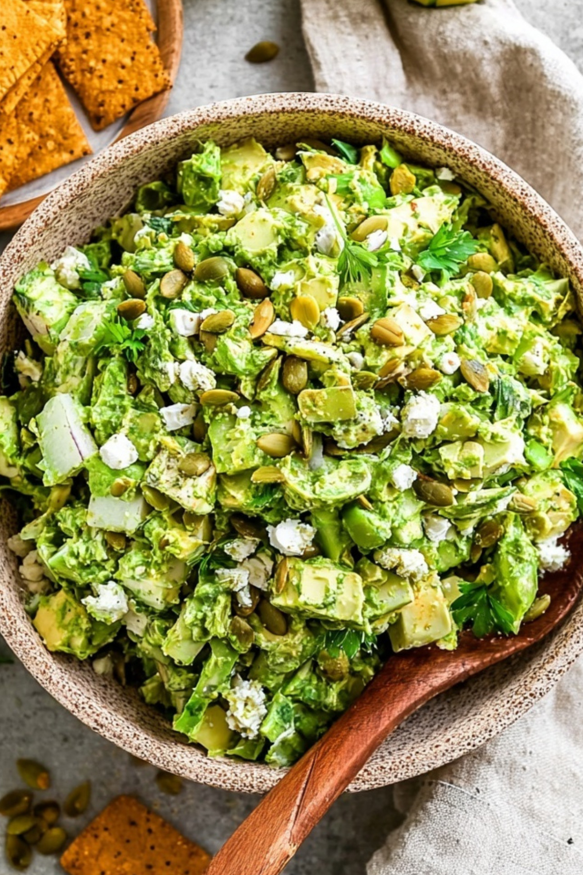 Green Goddess Salad with avocado, cabbage, and creamy herb dressing