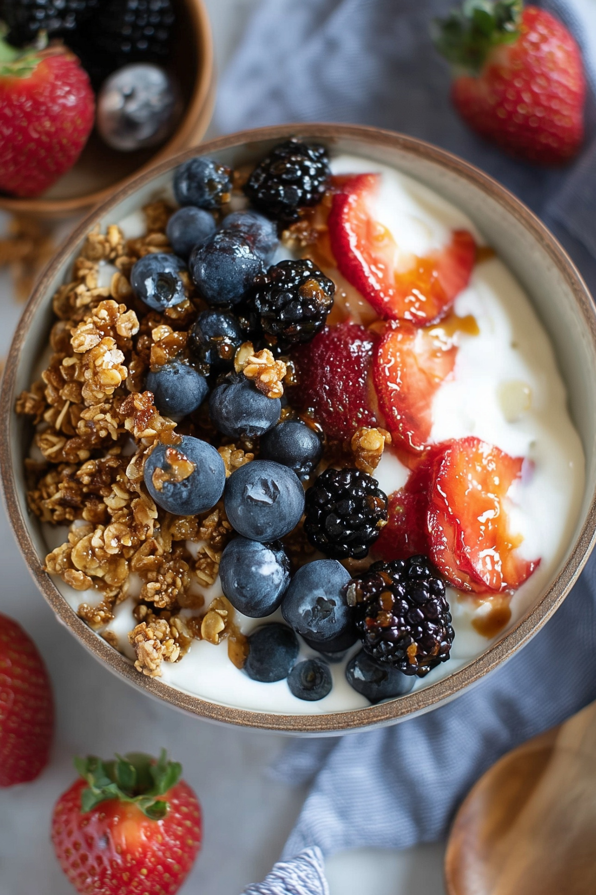 Healthy Greek Yogurt Breakfast Bowl with fresh berries and granola