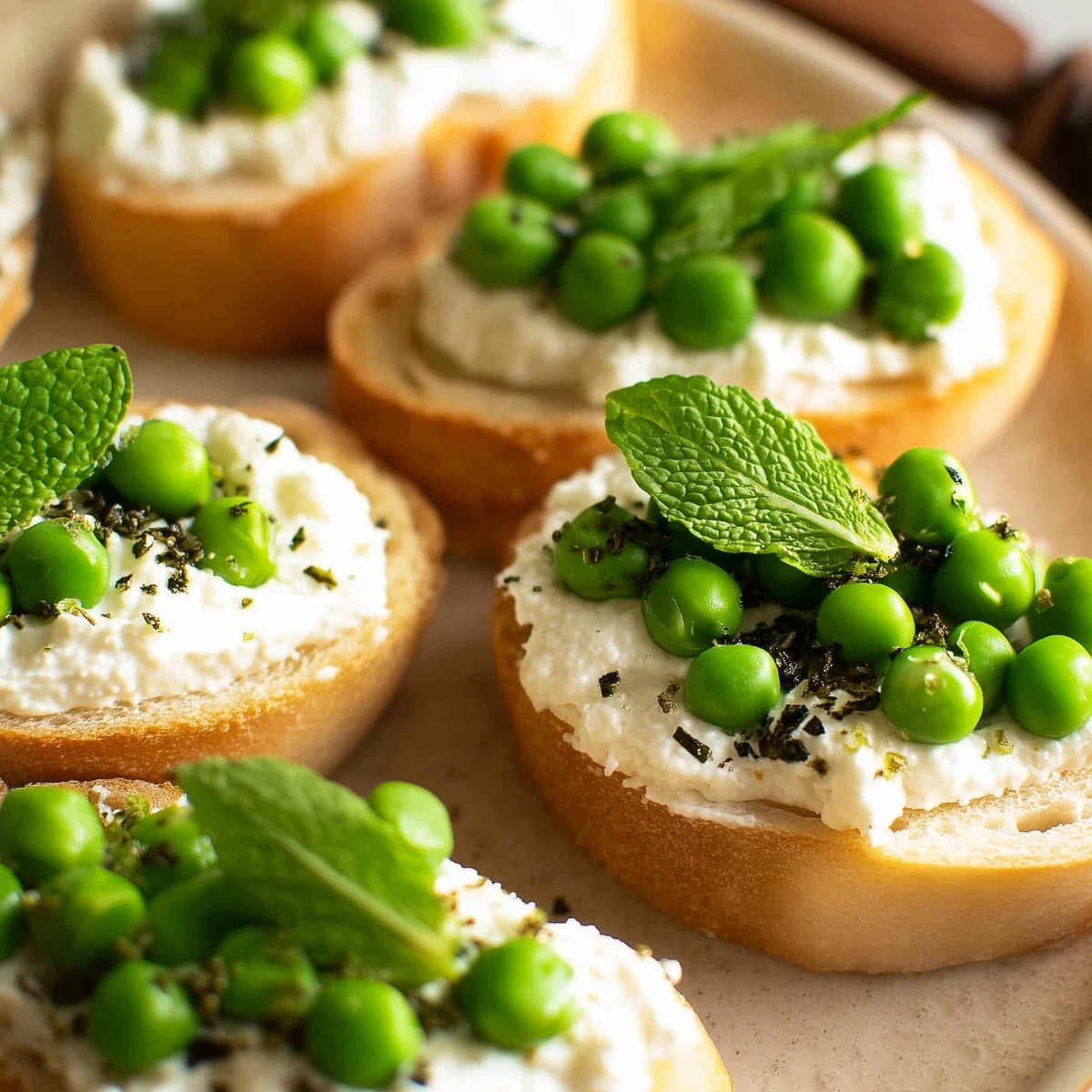 Spring Ricotta Bowl Ricotta Crostini with Peas and Mint | Easy Spring Appetizer - ZazaCook