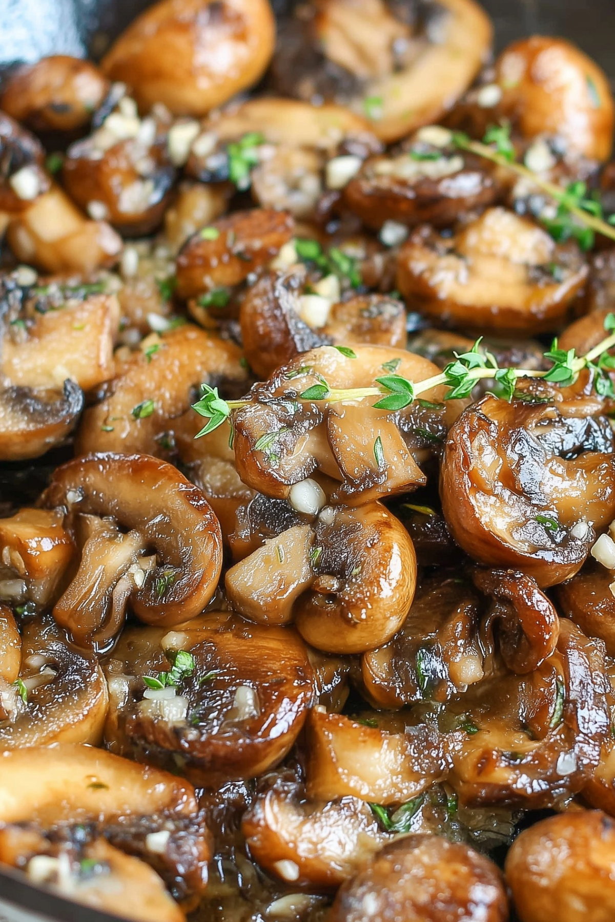 Sauteed Mushrooms with Garlic cooked until golden and caramelized