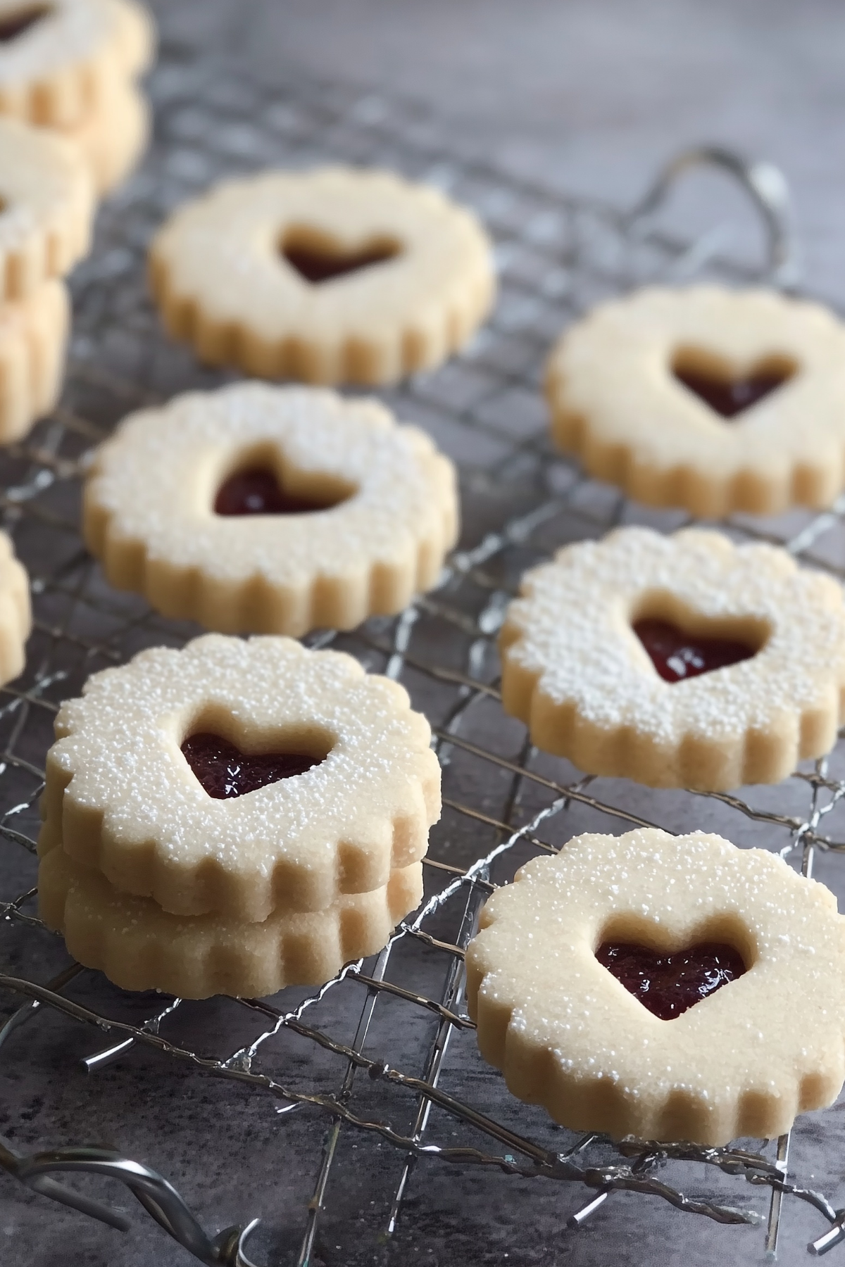 Soft and Sweet Linzer Cookies with raspberry jam filling and powdered sugar