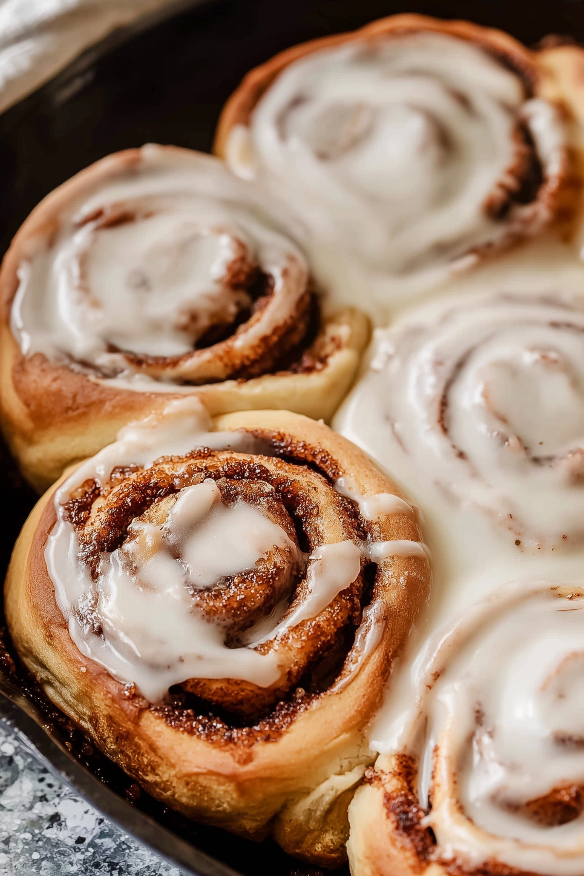 Sourdough cinnamon rolls baked fresh with glaze