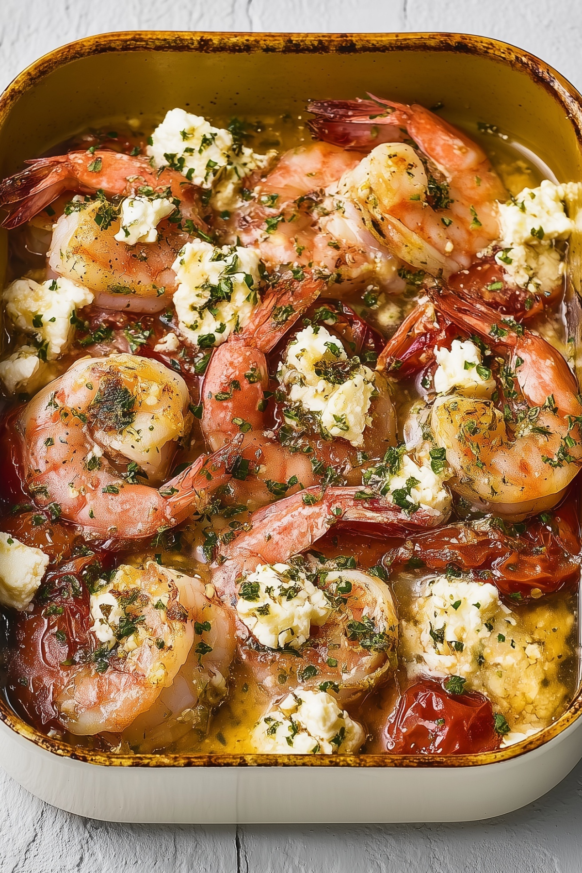 Baked Prawns with Lemon and Feta in Mediterranean-style marinade