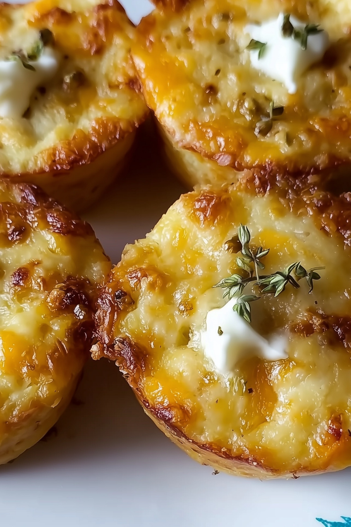 Cheesy mashed potato puffs served with sour cream dipping sauce