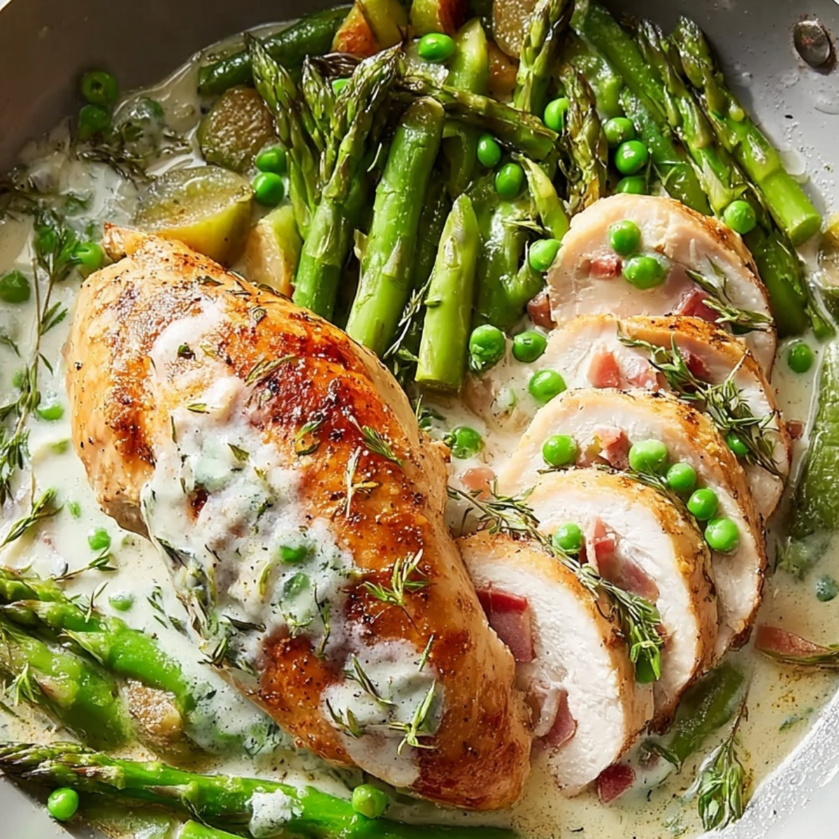 Italian Spring Chicken Fontina & Prosciutto Stuffed Chicken with Spring Vegetables Easy Recipe ...