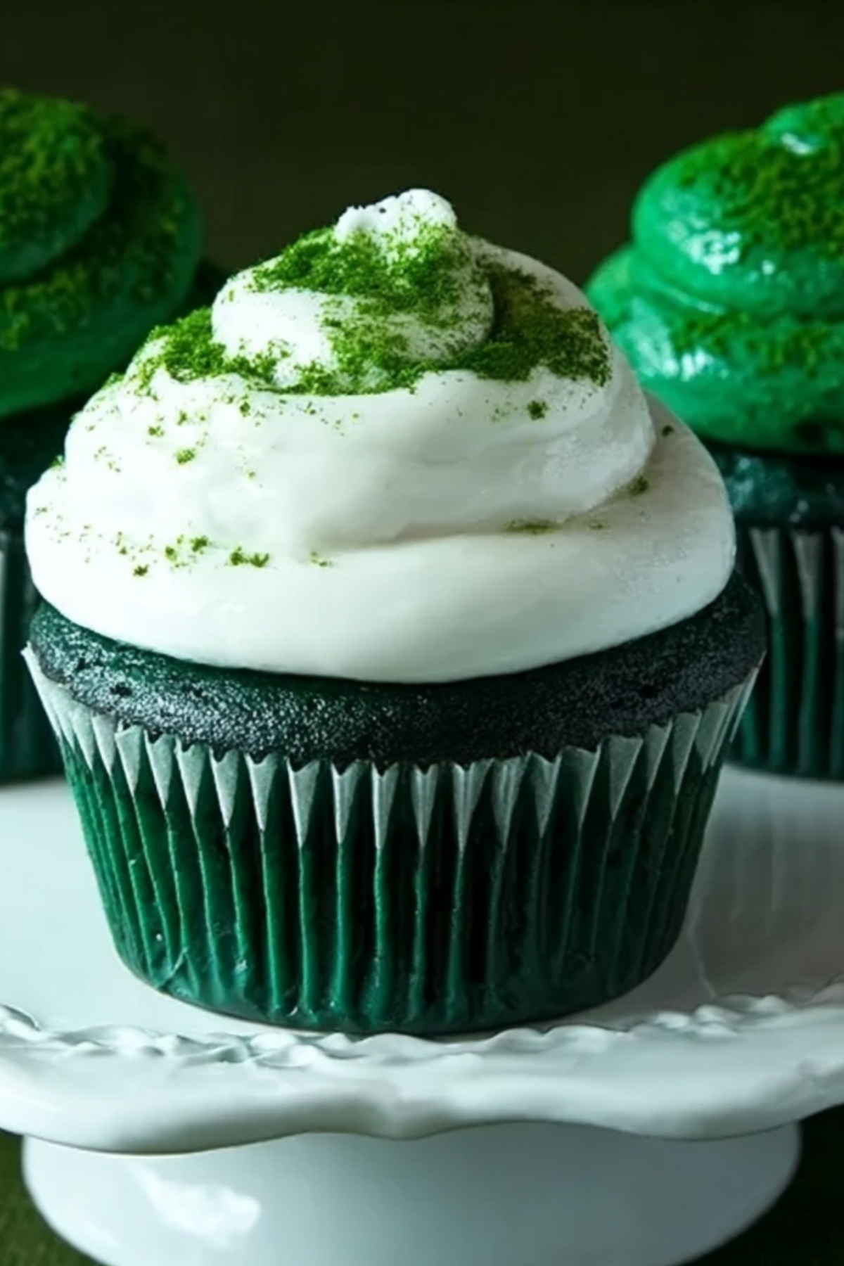 Green Velvet Cake And Cupcakes with cream cheese frosting