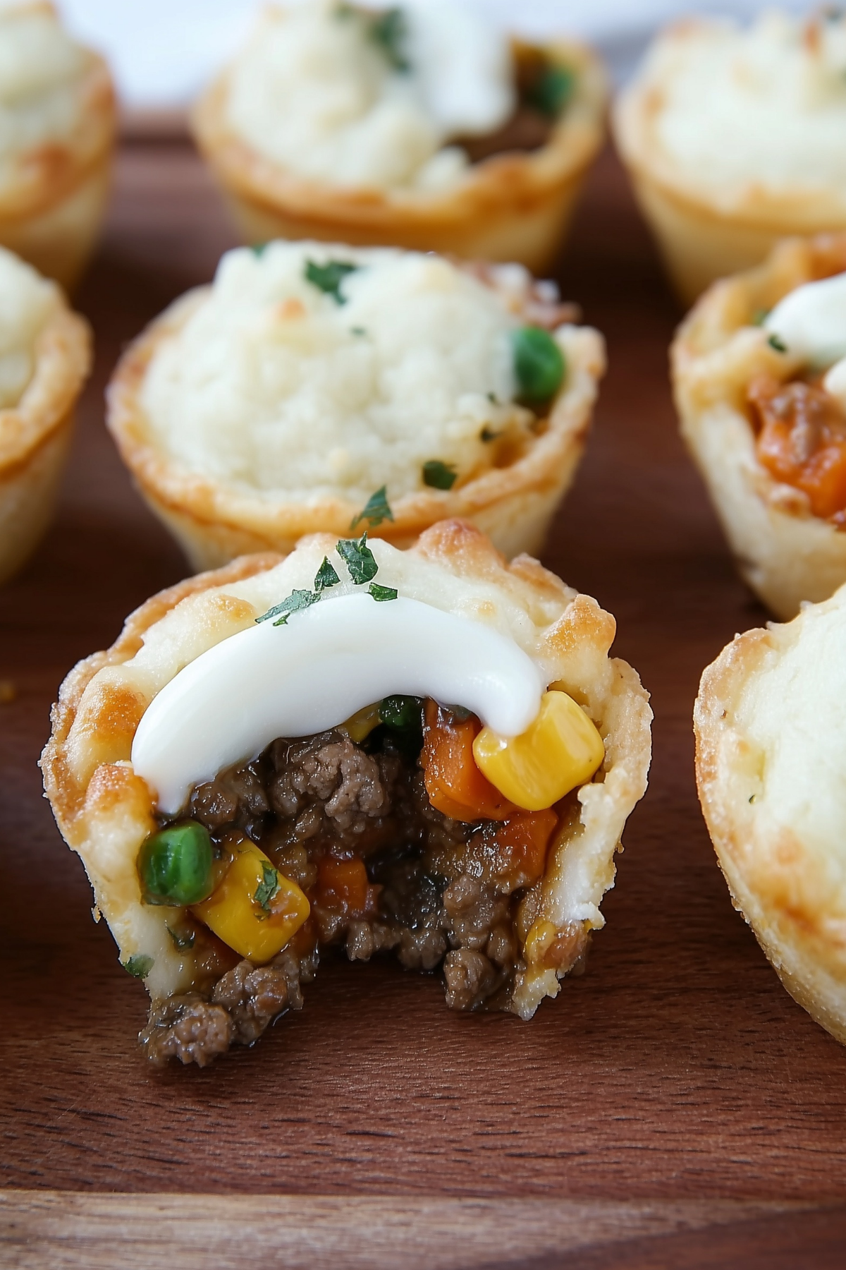 Mini Shepherd’s Pie Bites with golden mashed potato topping