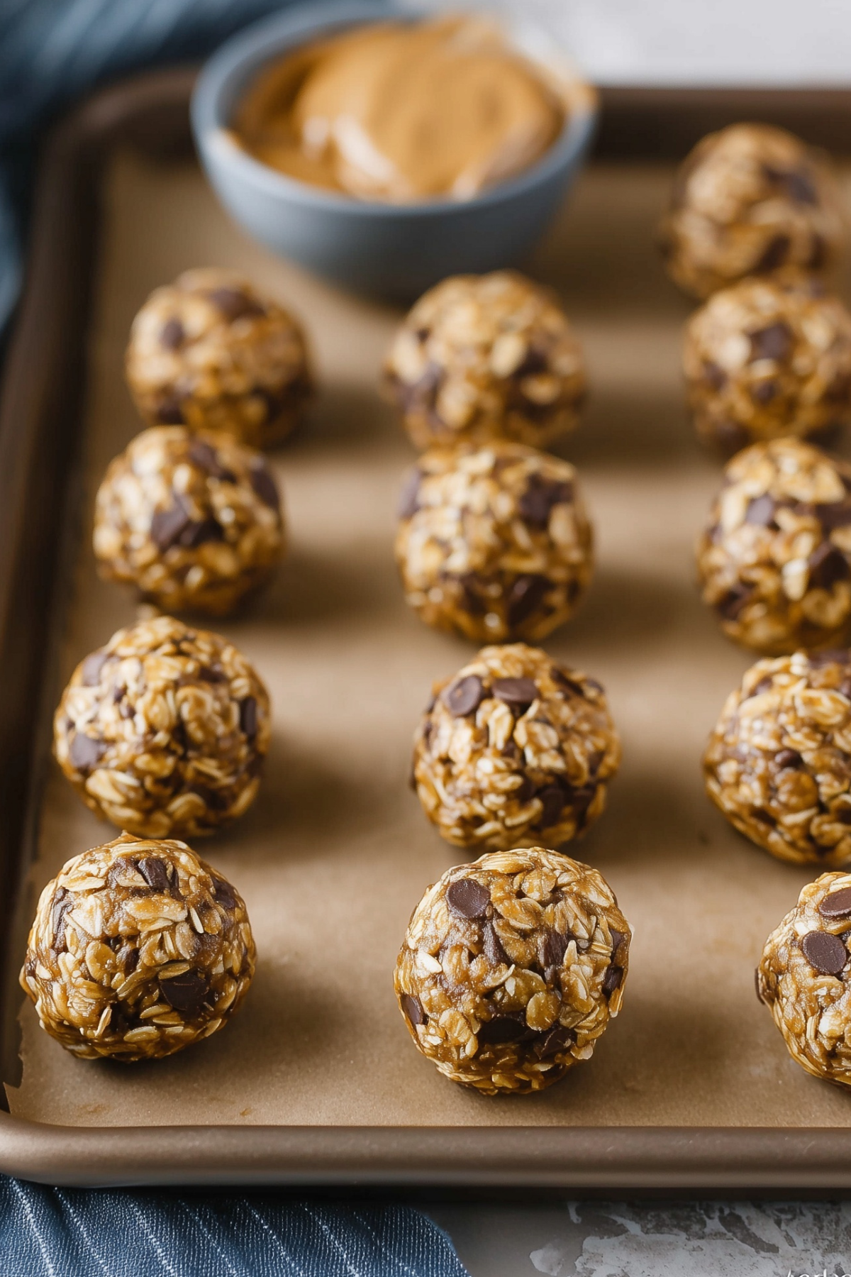 Peanut Butter Oat Balls stacked on a plate ready to serve