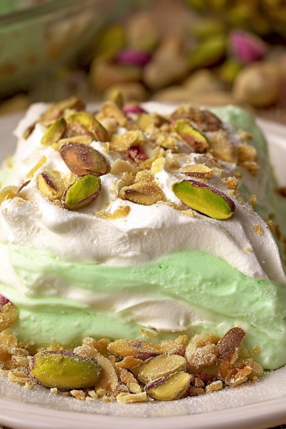 Pistachio Lush dessert with whipped topping and nuts