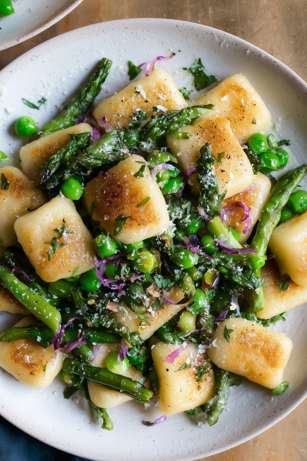 Spring Vegetable Brown Butter Gnocchi with asparagus, peas, and brown butter sauce