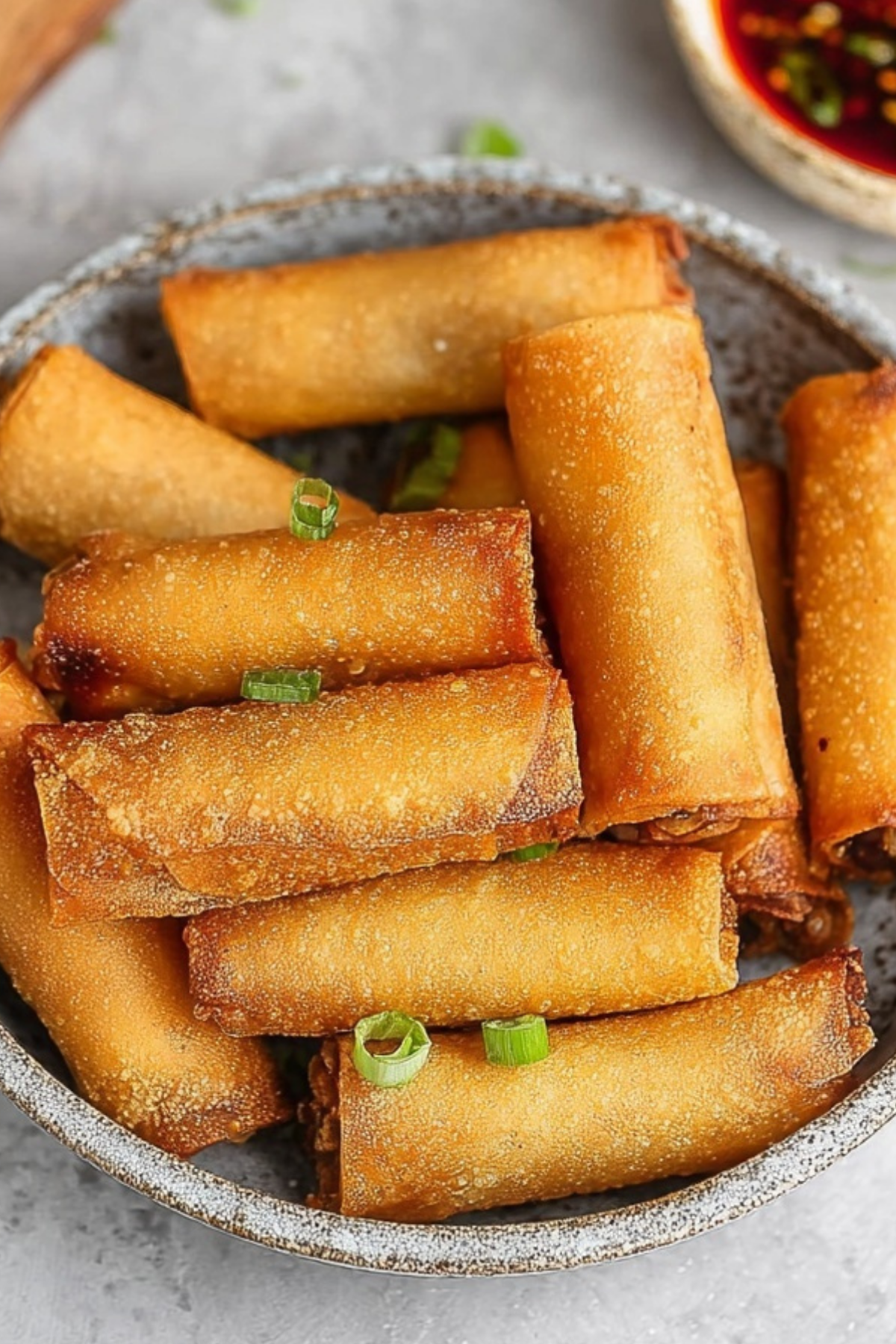 Vegan Filipino Spring Rolls served with dipping sauce