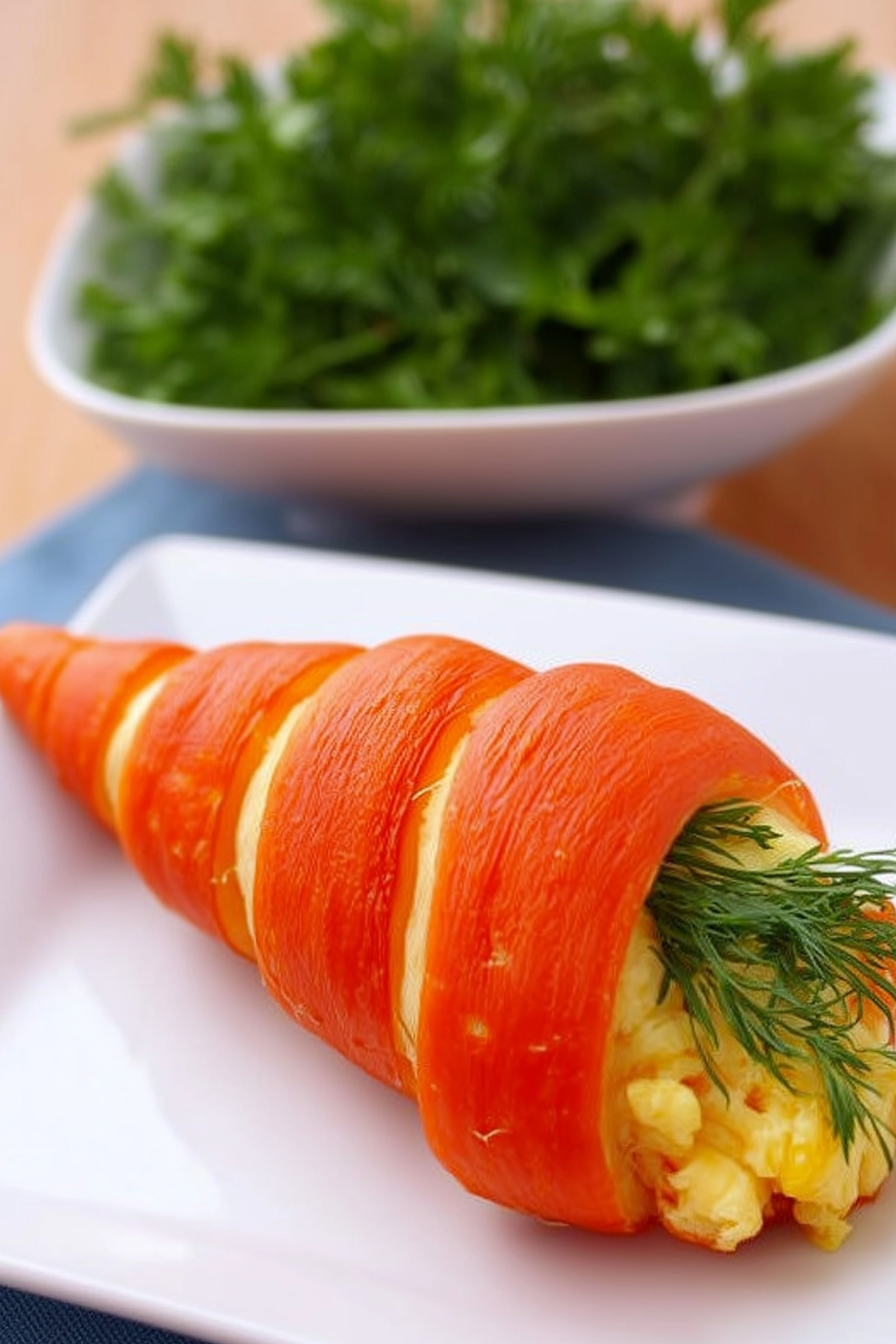 Crescent Roll Carrots filled with egg salad for Easter brunch