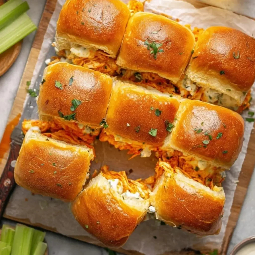 Sheet Pan Buffalo Chicken Sliders