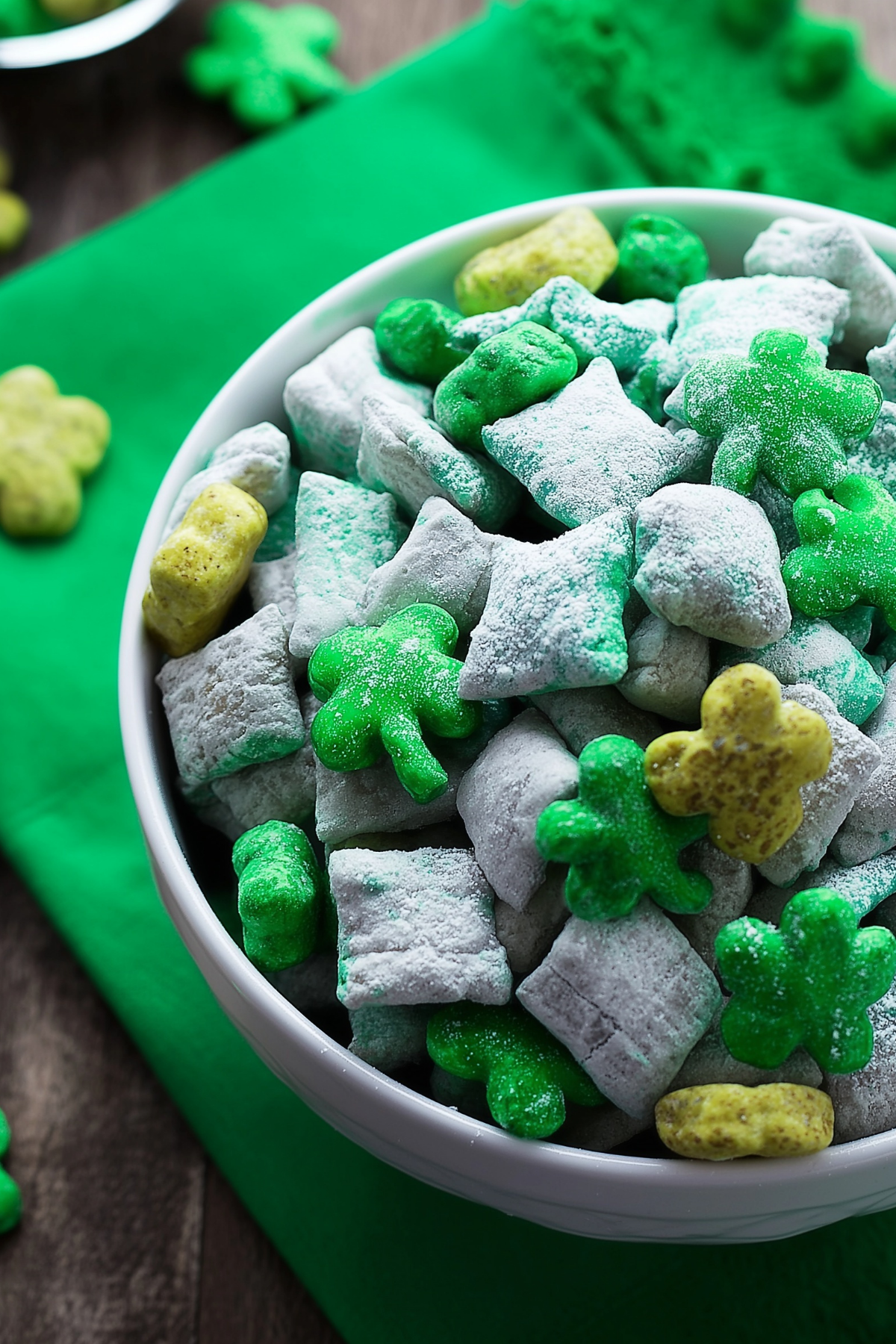 St. Patrick’s Day Puppy Chow – colorful and festive snack