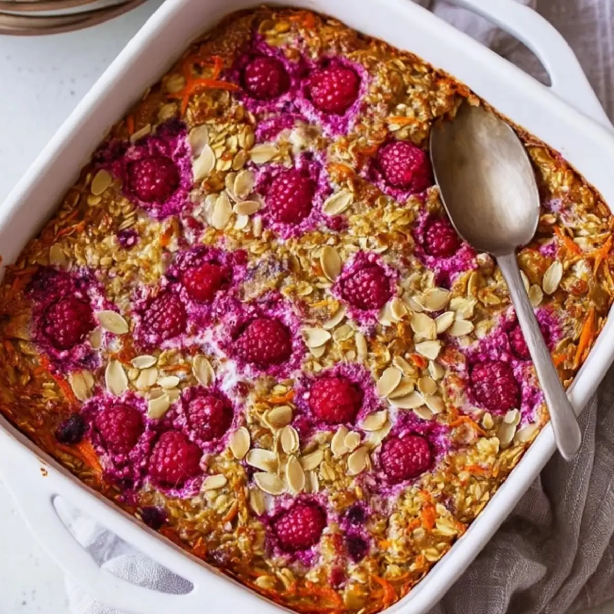 Carrot and Raspberry Baked Oats