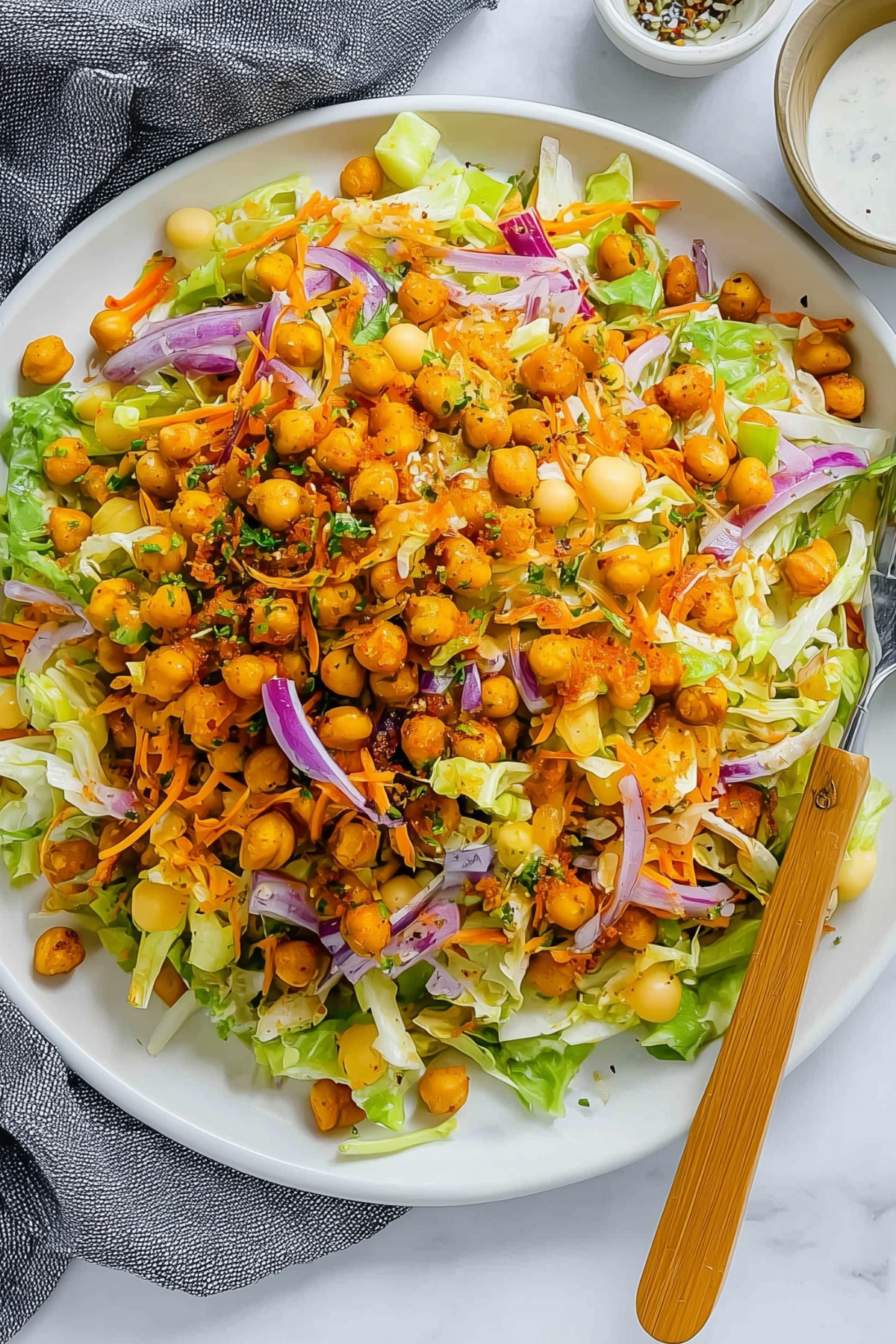 Roasted Chickpea Crunch Salad with crispy chickpeas and fresh veggies