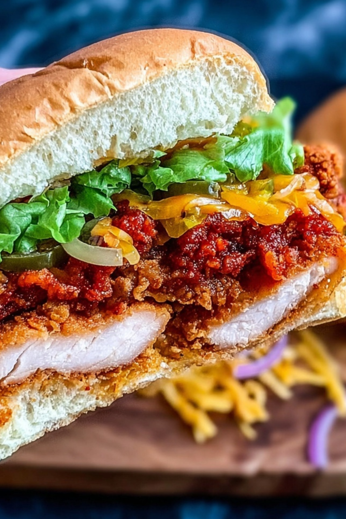 Spicy Crispy Chicken Burger served with crispy fries and fresh lettuce