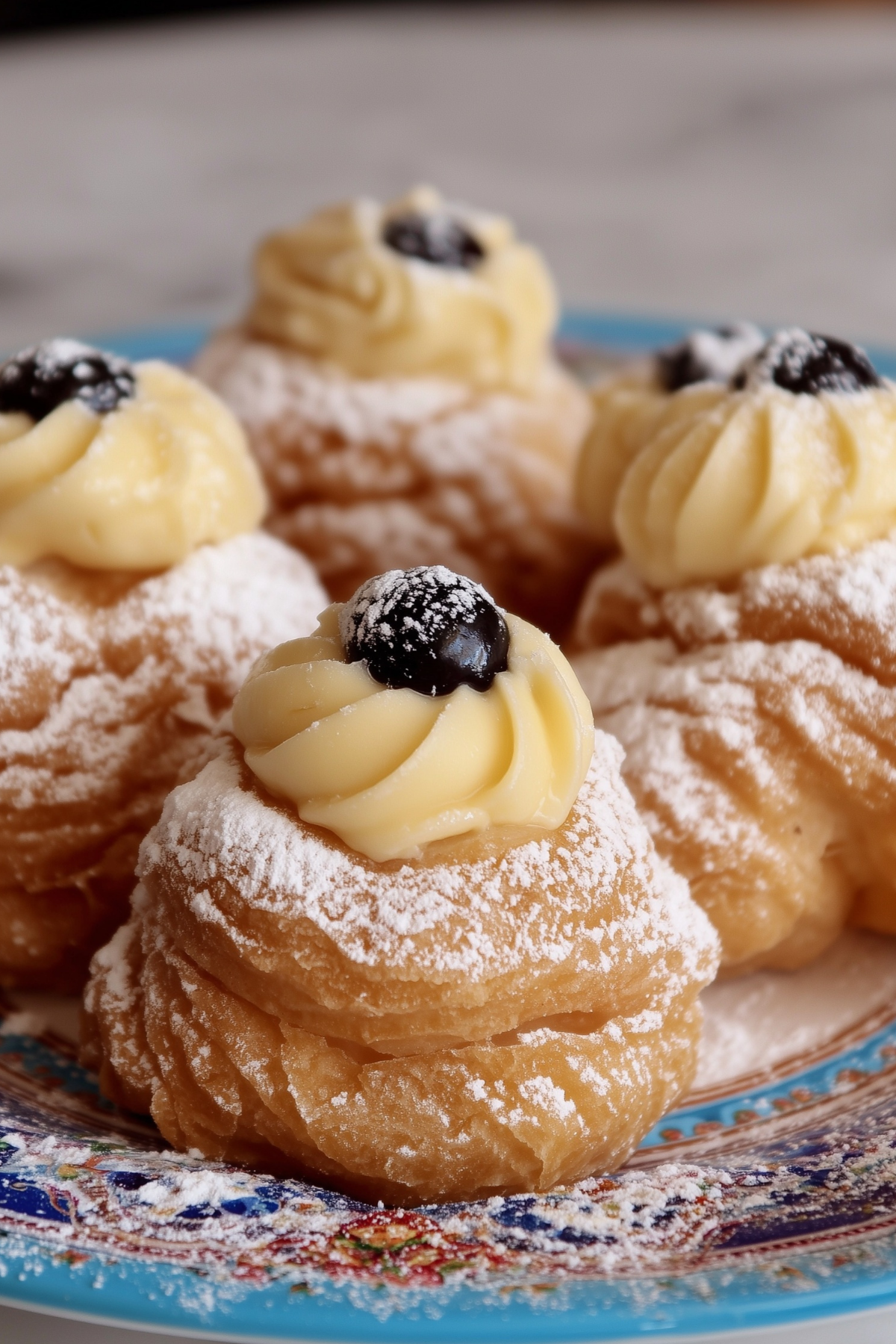 Zeppole di San Giuseppe – Traditional Italian pastry with cream filling and cherry