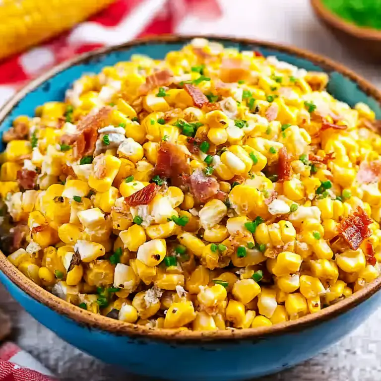 Crack Corn Salad served in a bowl with bacon cheddar cheese and ranch dressing