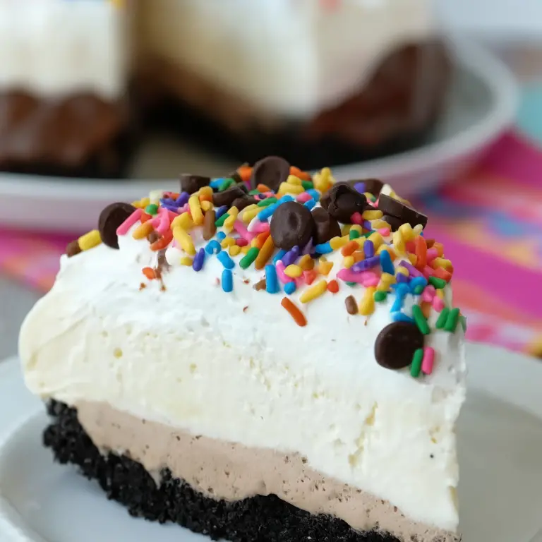 Homemade Dairy Queen Ice Cream Cake with chocolate and vanilla layers