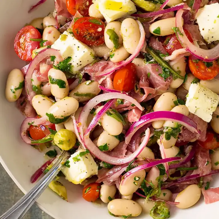 Italian Grinder Bean Salad with fresh herbs, beans, and cheese