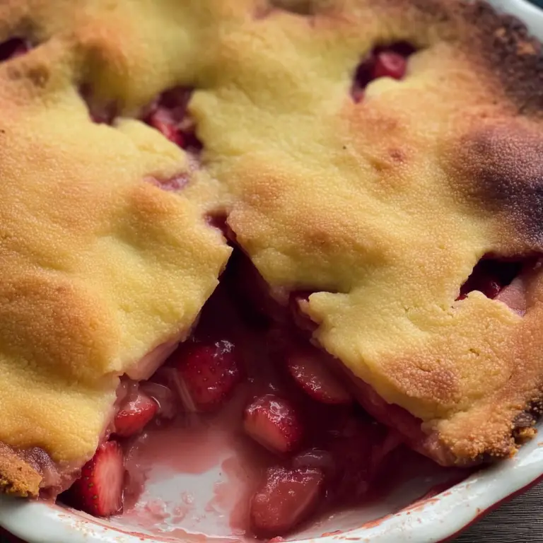Keto Strawberry Rhubarb Pie topped with fresh strawberries