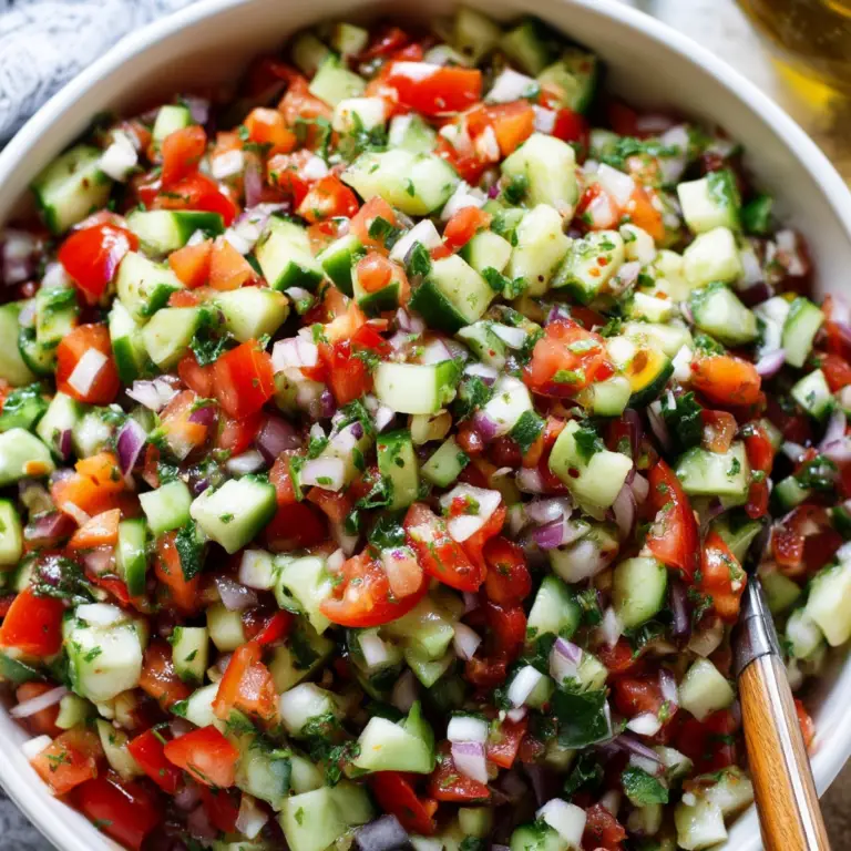 Fresh Mediterranean Salad with cucumbers, tomatoes, and herbs