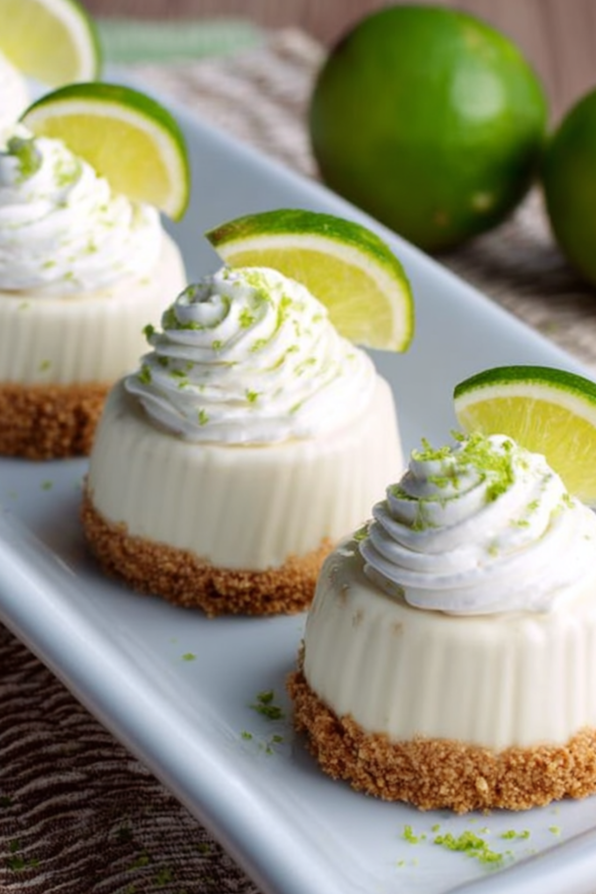 Mini No Bake Key Lime Pie with creamy frozen lime filling and graham cracker crust