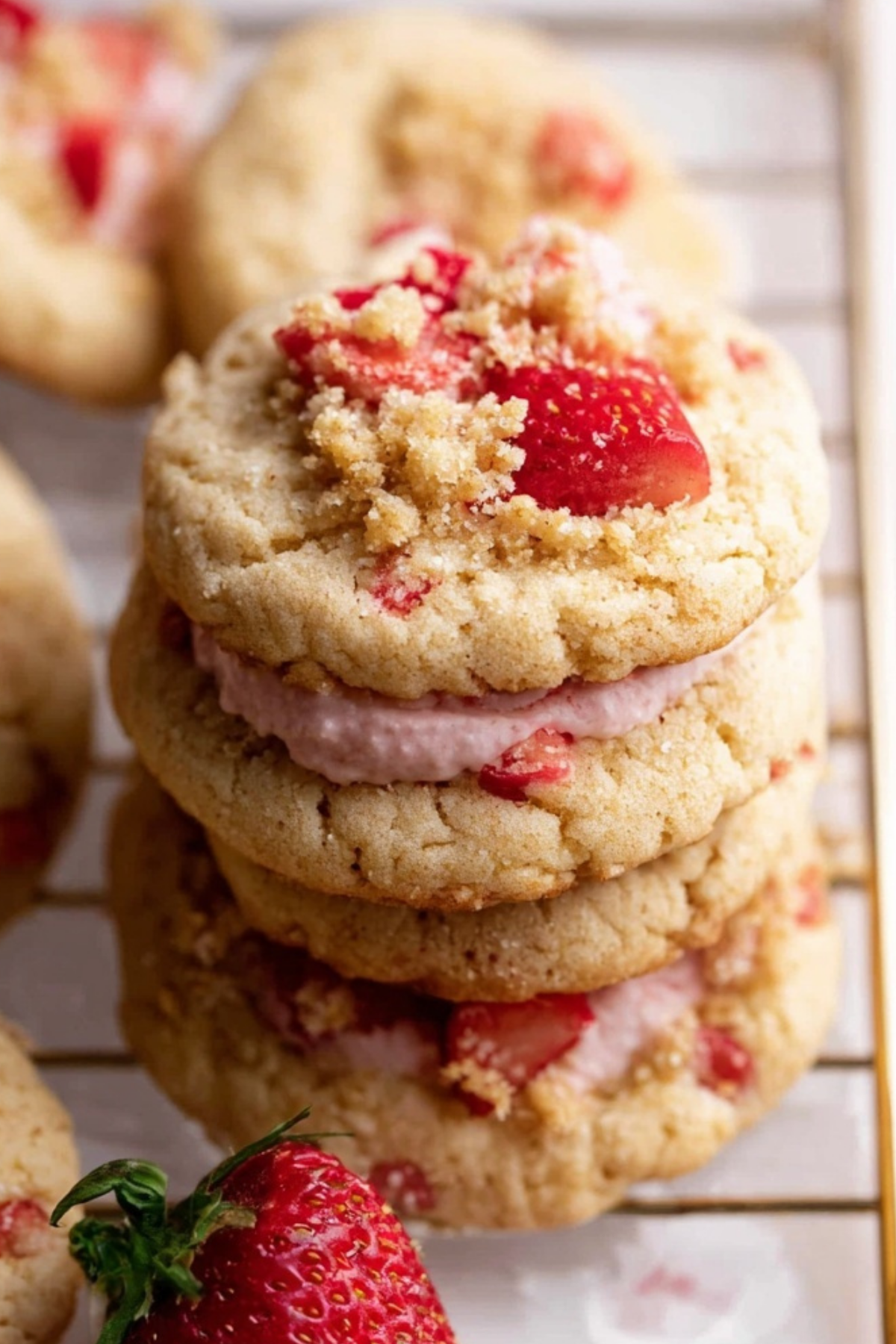 Strawberry Shortcake Cookies with fresh strawberries